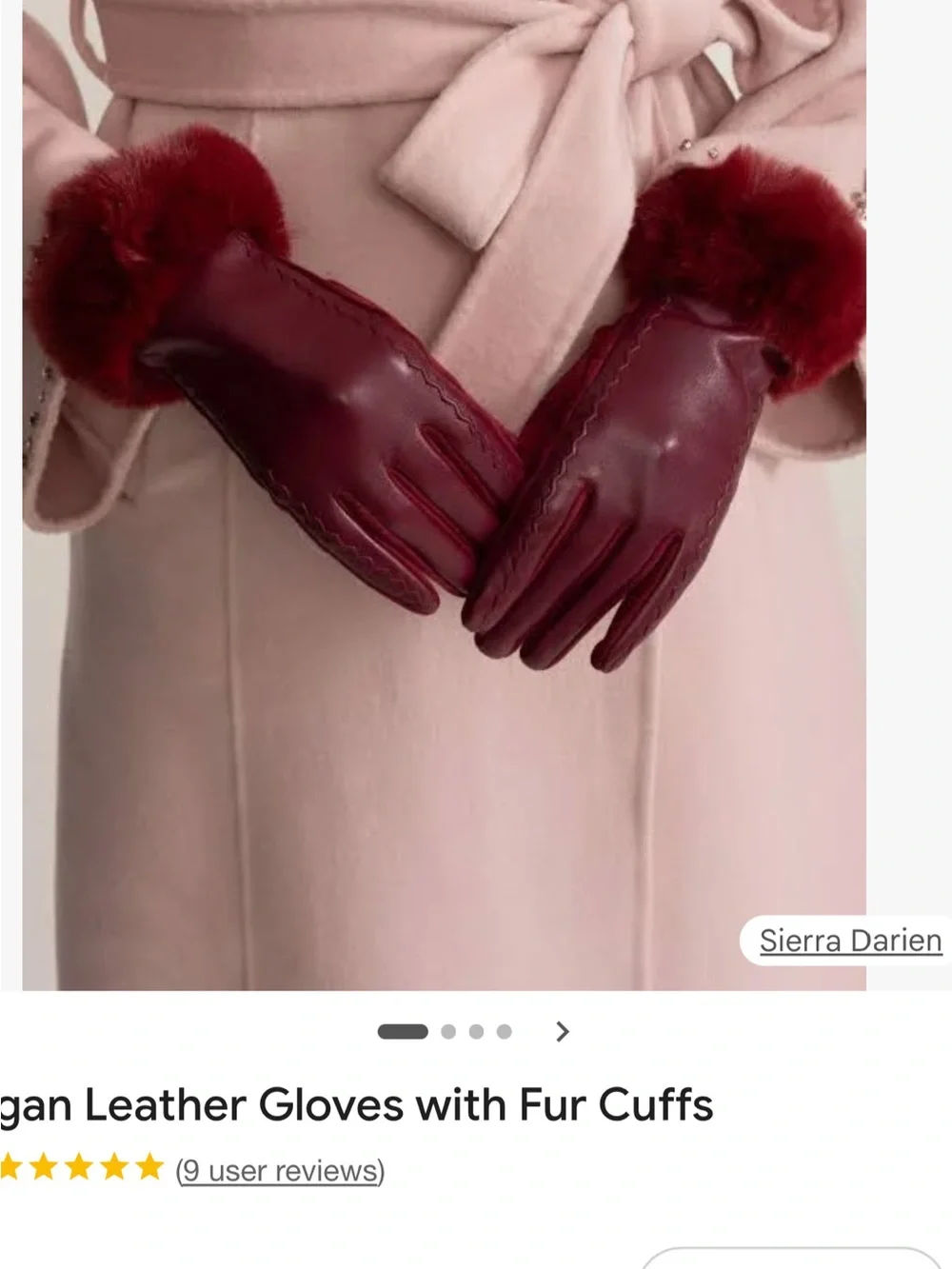 Sierra Darien Burgundy Leather Gloves with Fur Cuff